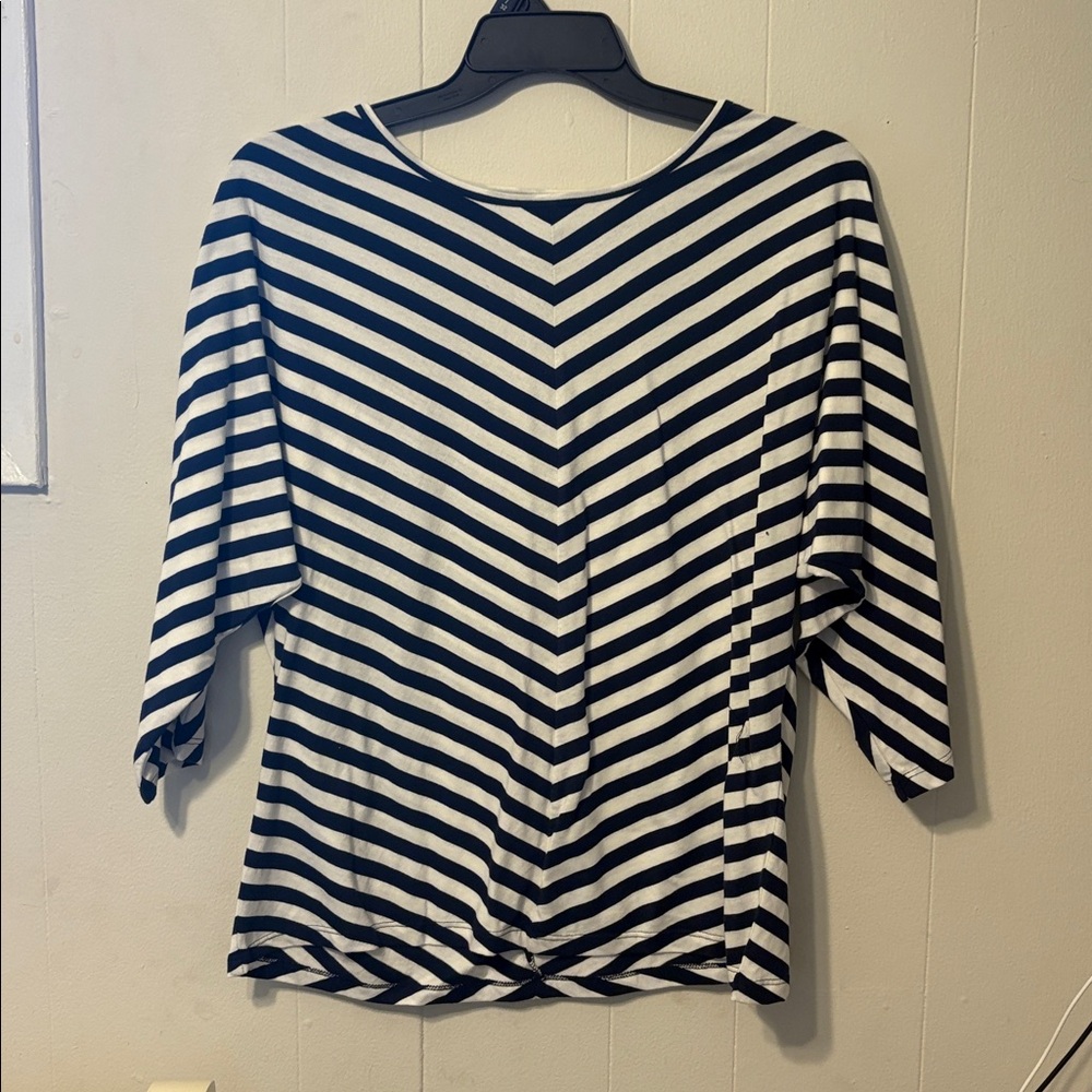 Charter Club Navy and White Chevron Top